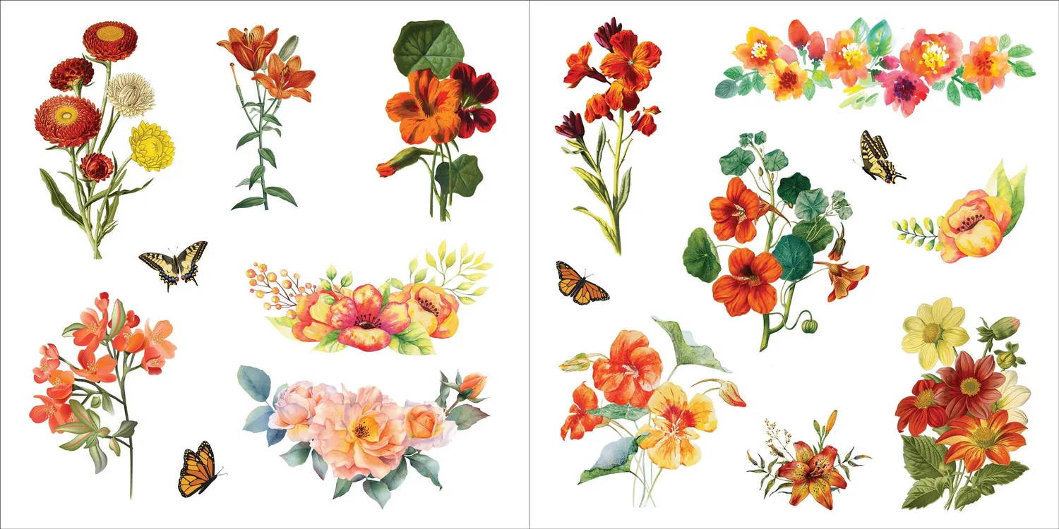 Peter Pauper Press Bunches of Botanicals klistremerkebok 500 merker