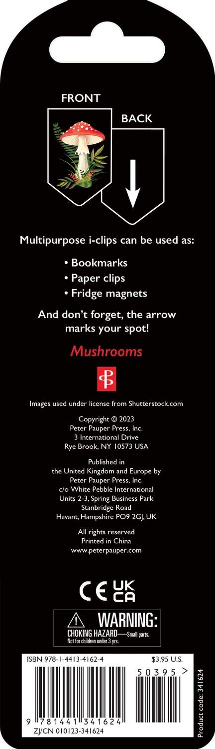 Peter Pauper Press Mushrooms i-clips magnetiske bokmerker 8-pakning
