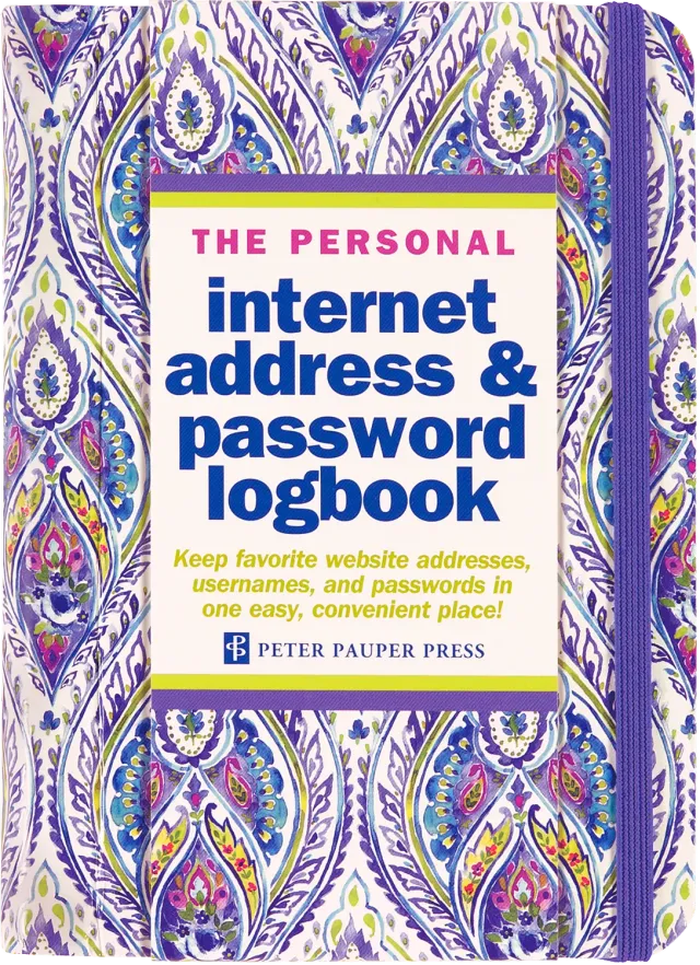 Peter Pauper Press Silk Road passordbok A-Å faner irisblå