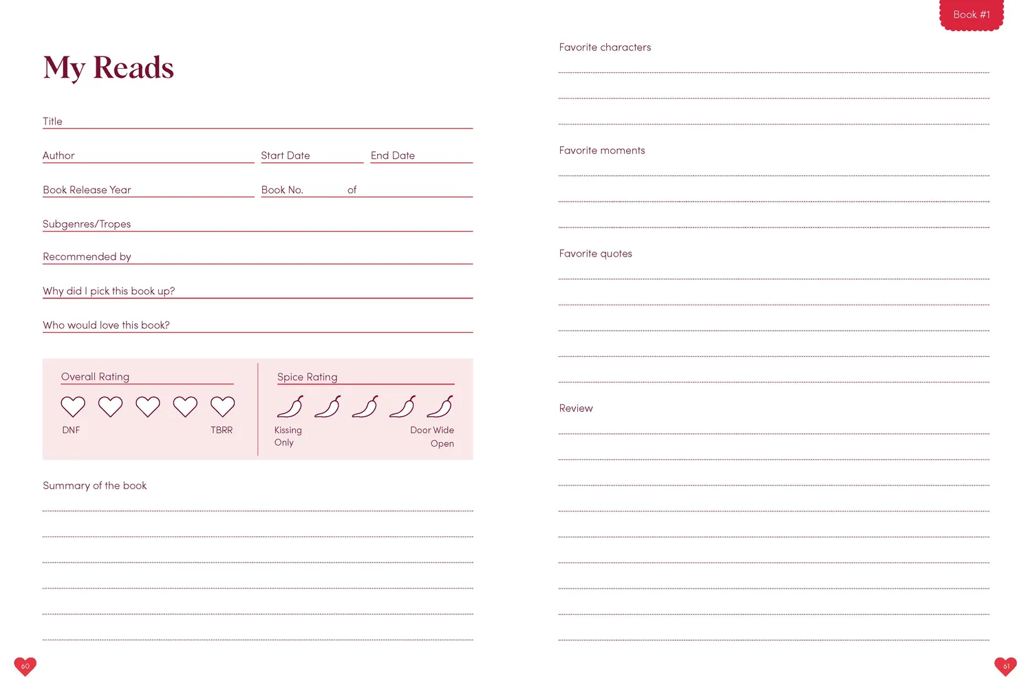 Romance Reader's Journal lesedagbok logg romantikk