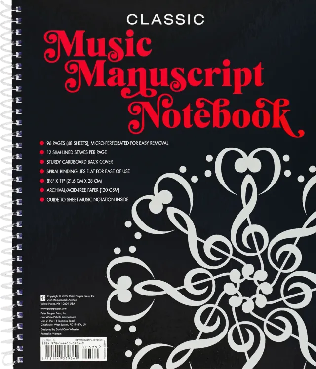 Peter Pauper Press Music Manuscript notebok 96 sider 120 gsm