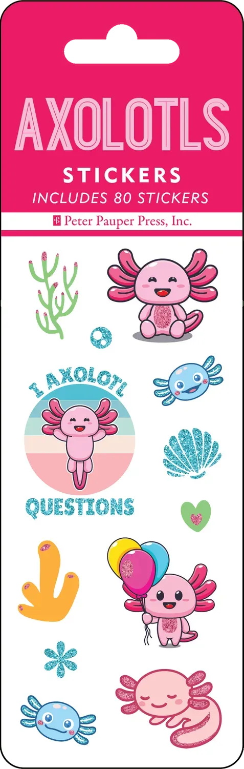 Peter Pauper Press Axolotls klistremerker 80-pk holografiske