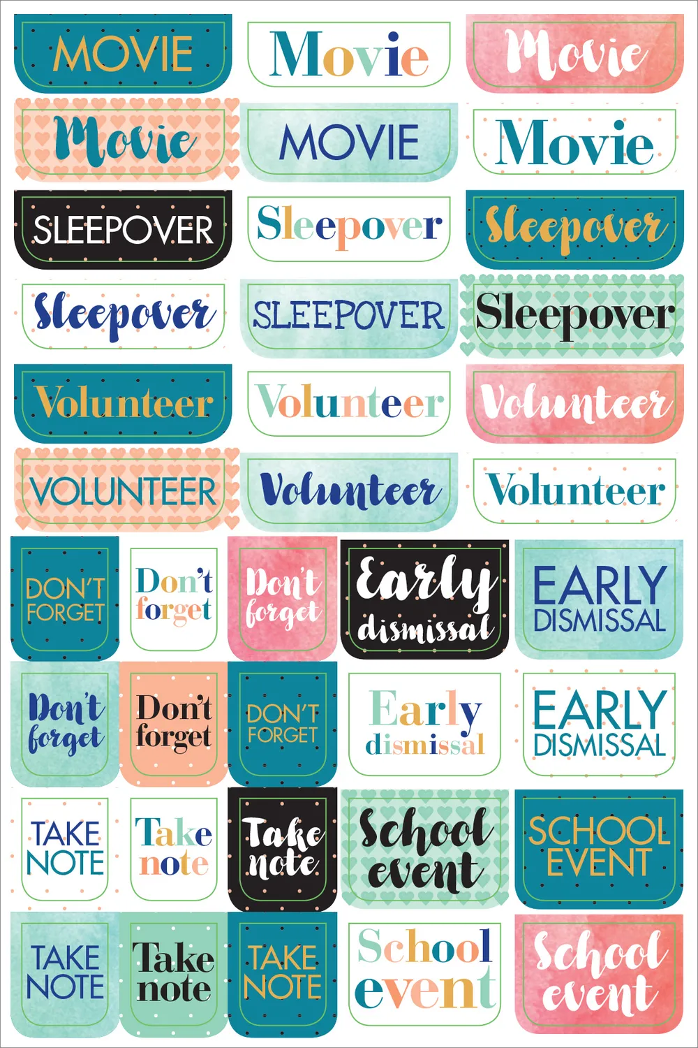 Peter Pauper Press Essentials Mom's Planner klistremerker 575 stk farger