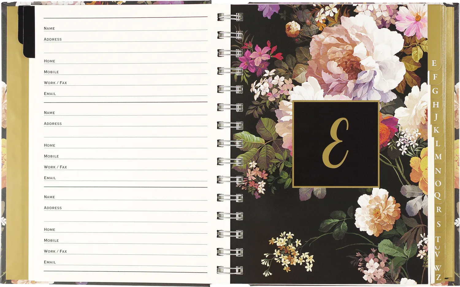 Peter Pauper Press Midnight Floral adressebok stor