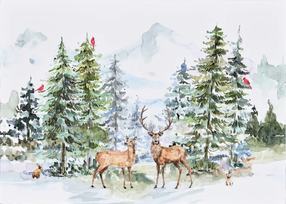 Peter Pauper Press Winter Wonderland julekort 20 stk med gullfolie