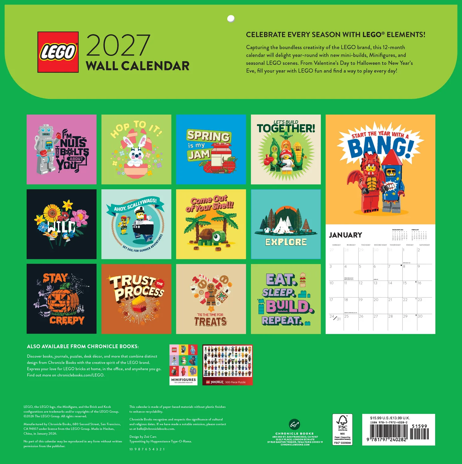 LEGO 2027 veggkalender tolv måneder minibuild