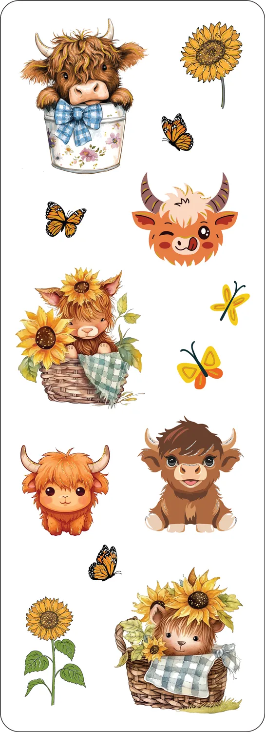 Peter Pauper Press Highland Cows klistremerker 75-pk folie