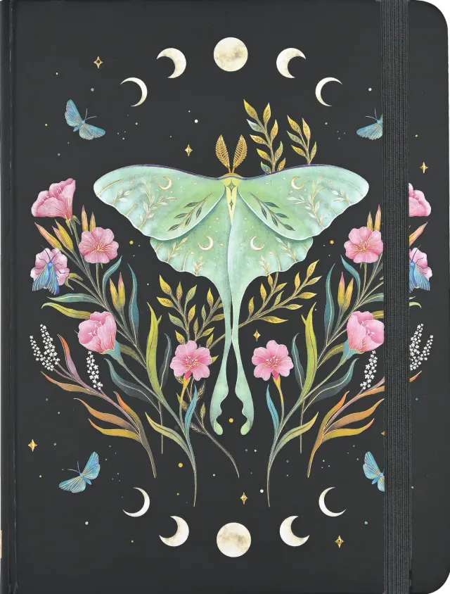 Peter Pauper Press Luna Moth Journal notatbok 160 sider sort