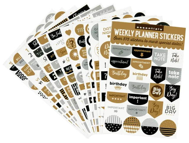 Peter Pauper Press Essentials planleggerklistremerker 575 stk sort