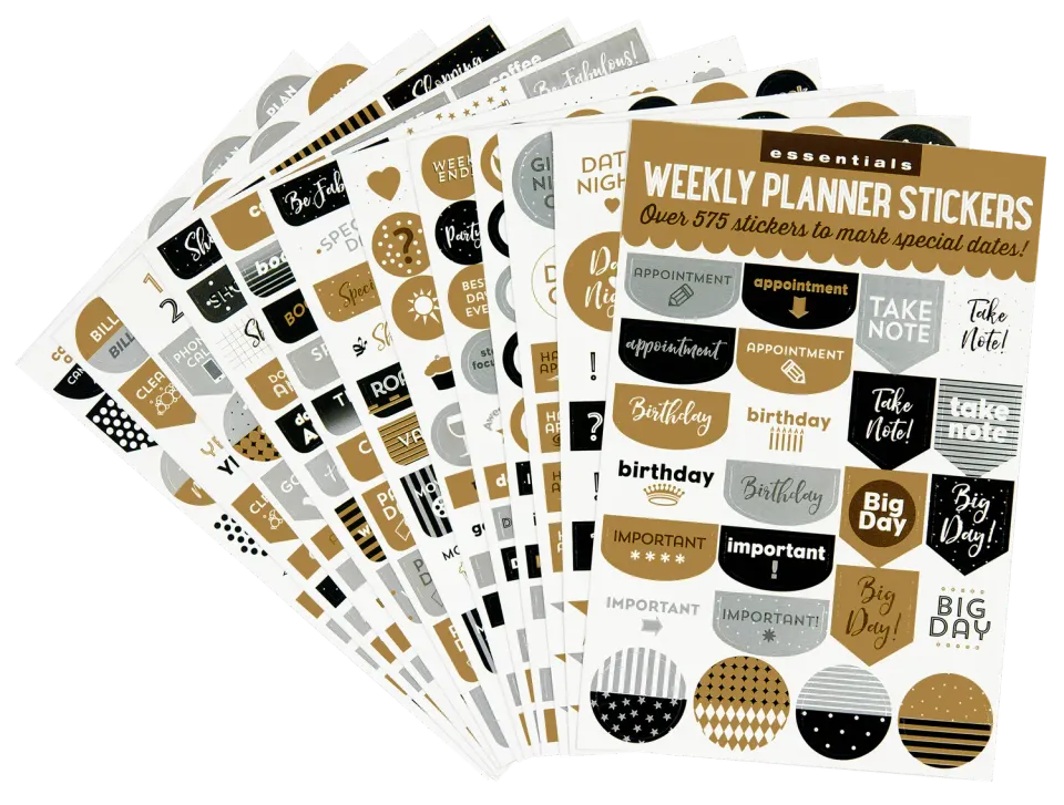 Peter Pauper Press Essentials planleggerklistremerker 575 stk sort