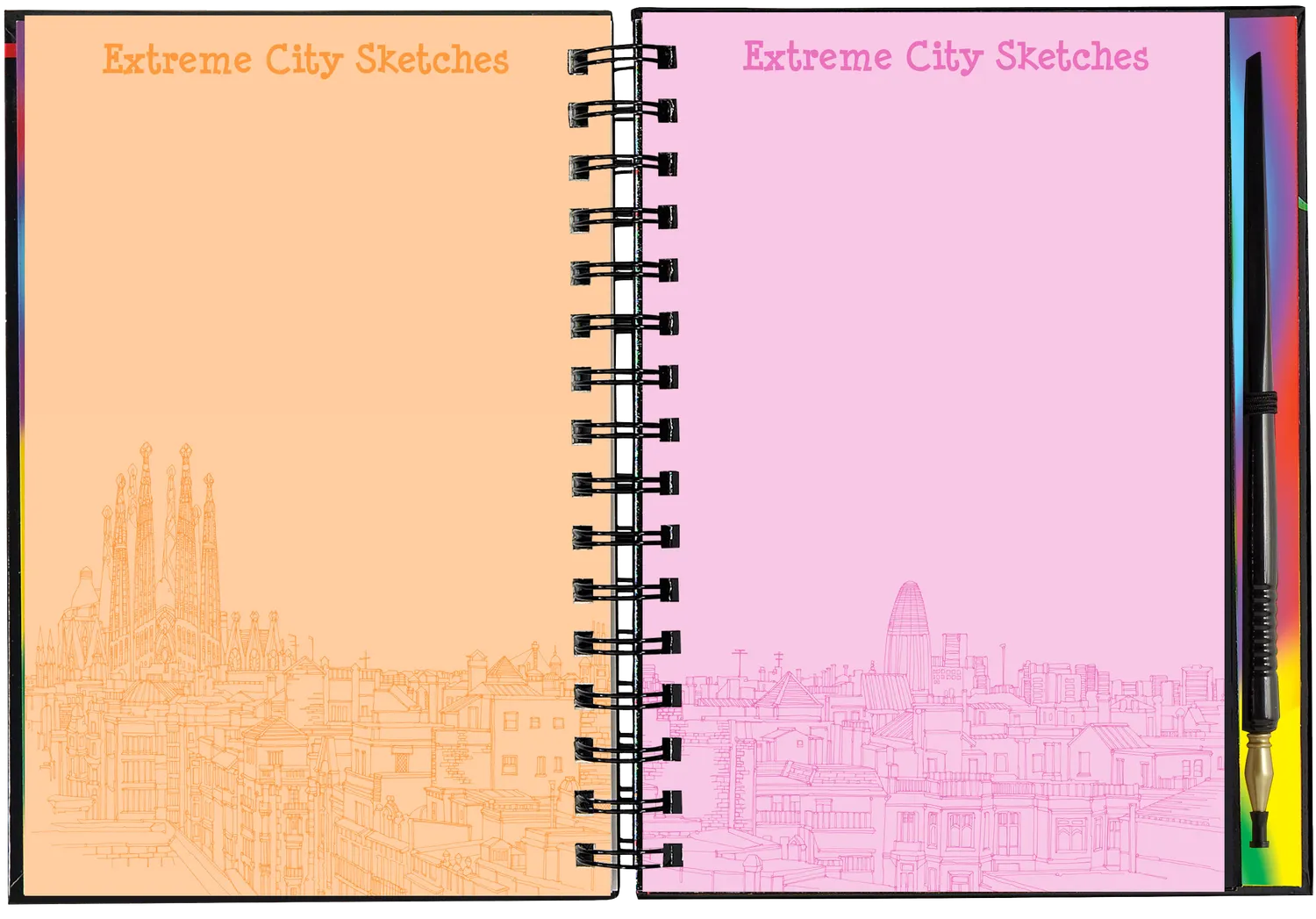Peter Pauper Press Extreme Cities Scratch and Sketch skrapebok 20 byer