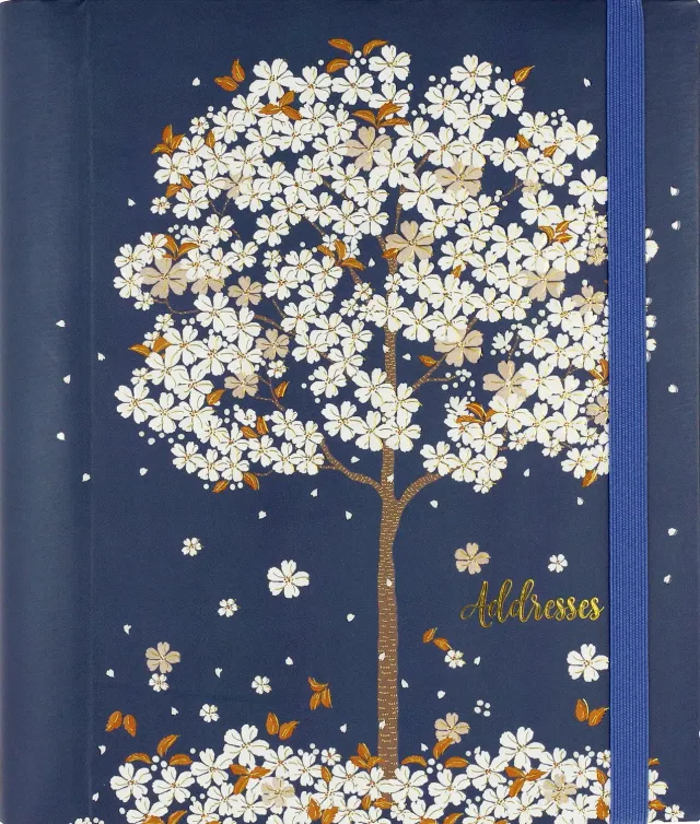 Peter Pauper Press Falling Blossoms adressebok stor blå
