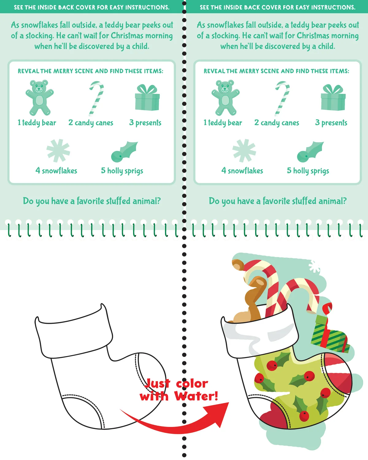 Peter Pauper Press Color With Water Christmas malebok vannpenn