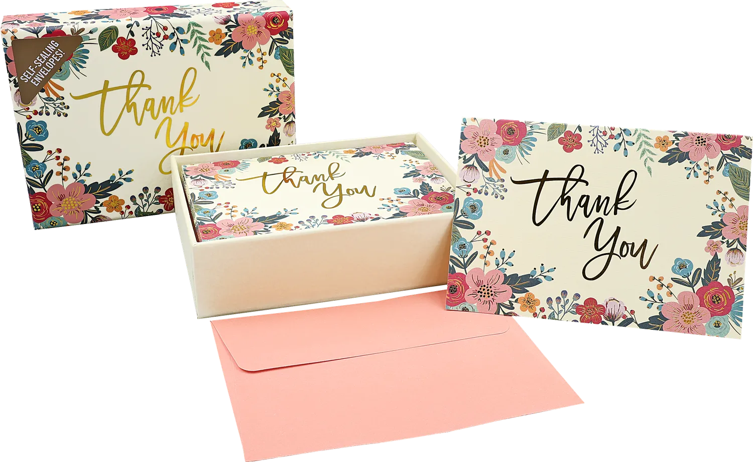 Peter Pauper Press Floral Frame Thank You Notes takkekort 14 stk