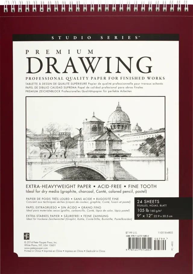 Peter Pauper Press Premium Drawing Pad 9 x 12 tegneblokk 24 ark syrefri