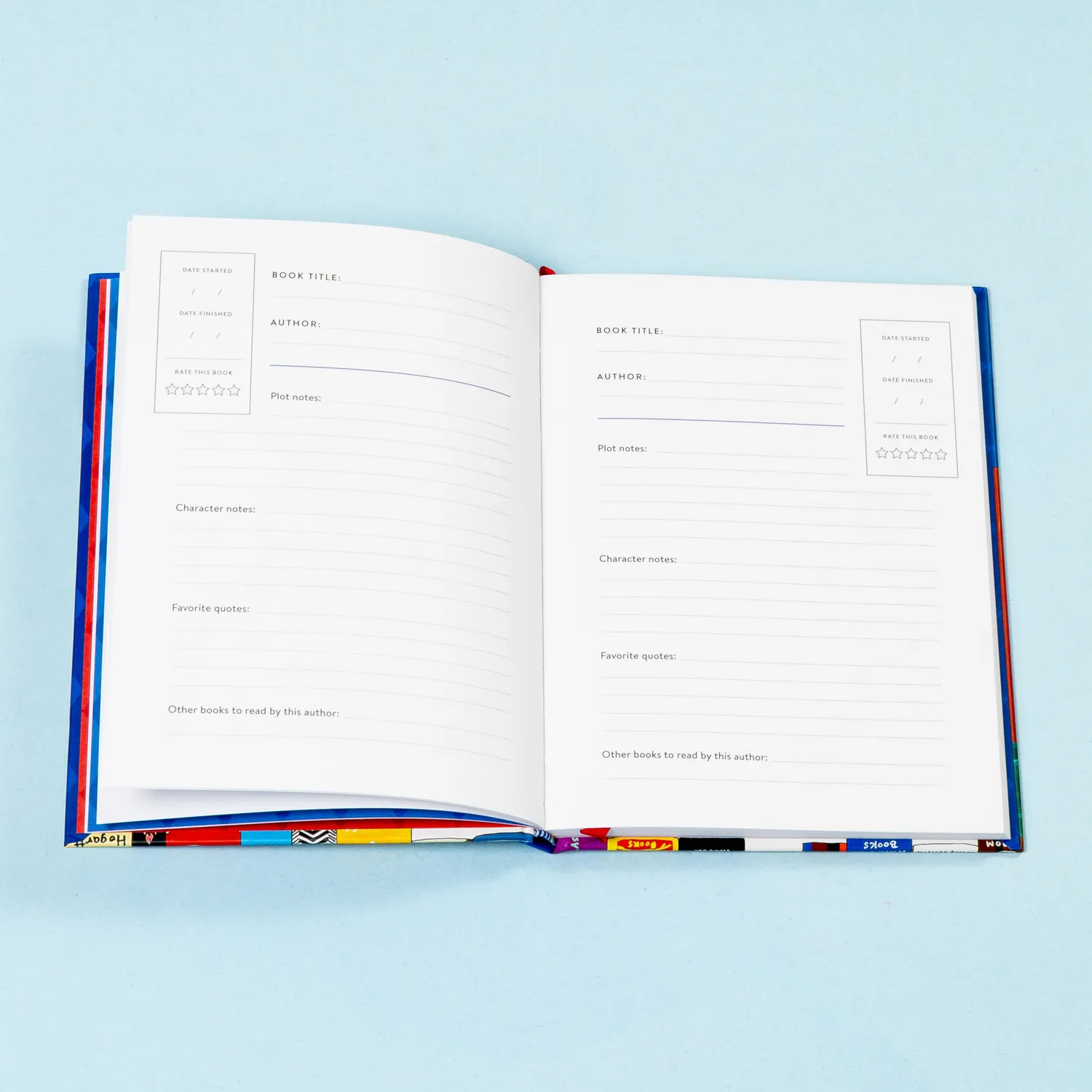 Bibliophile Reader's Journal notatbok lesedagbok illustrert