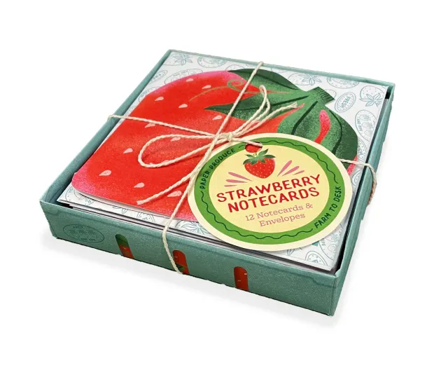 Paper Produce Strawberry Notecards kortsett 12 kort