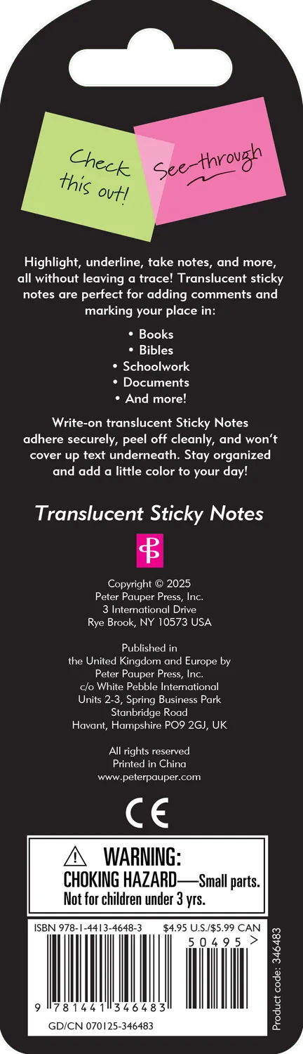Peter Pauper Press Translucent sticky notes 120 stk gjennomsiktige