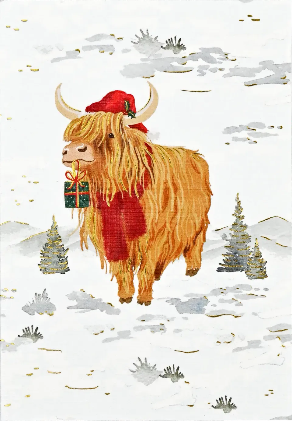Peter Pauper Press Highland Cow julekort 20-pk