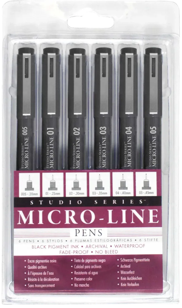 Peter Pauper Press Studio Series Micro-Line Pen Set finelinere 6 stk svart