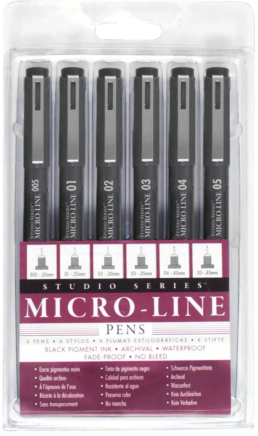 Peter Pauper Press Studio Series Micro-Line Pen Set finelinere 6 stk svart