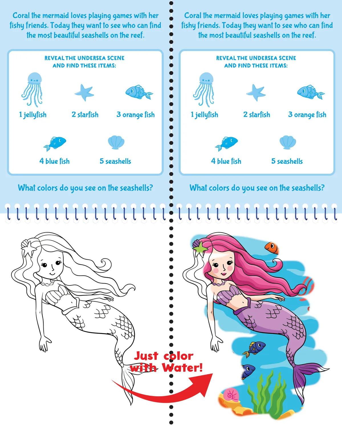 Color with Water Mermaids vannmalebok 4 brett