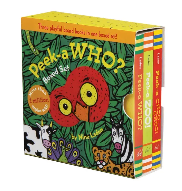 Chronicle Books Peek-a Who? boksesett pappbøker 3 bøker