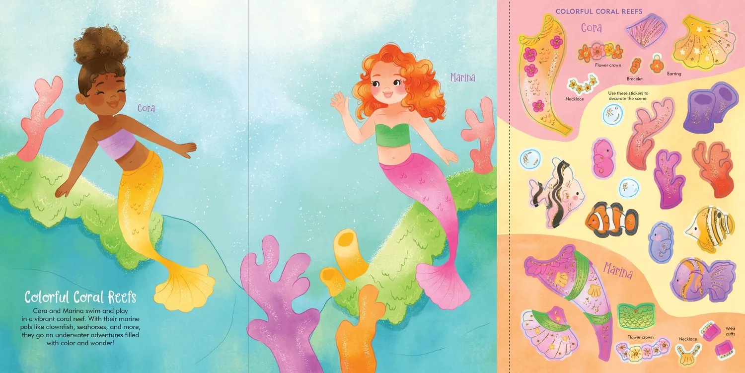 Peter Pauper Press Mermaids klistremerkebok 200 stk folie