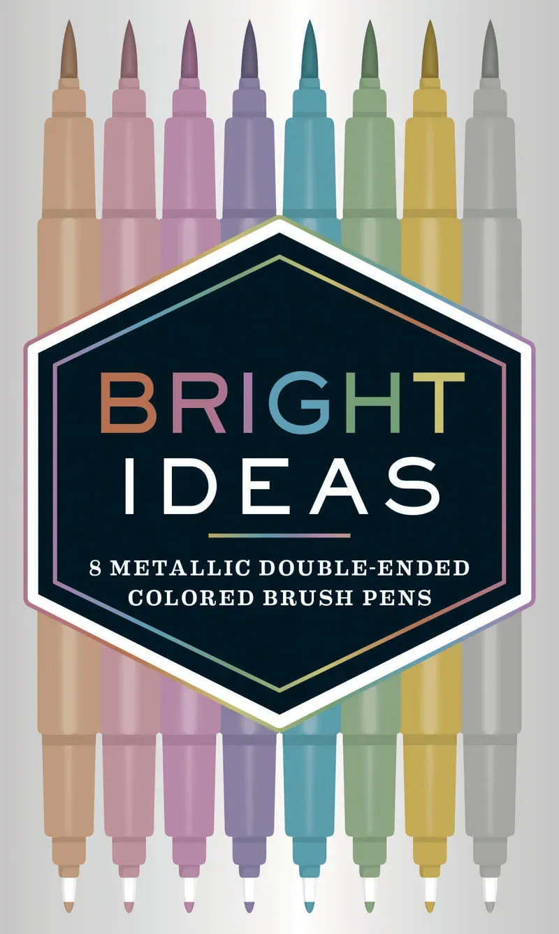 Bright Ideas 8 Metallic Double-Ended Brush Pens tusjer 8 stk