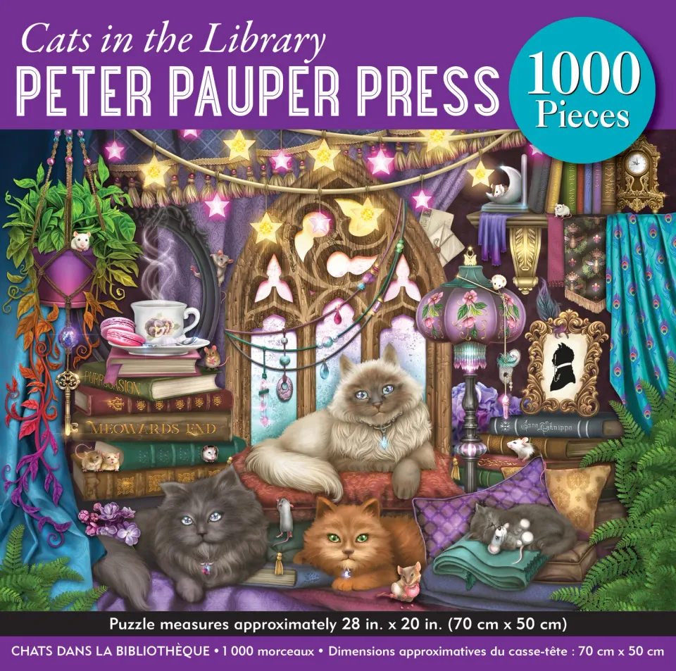 Peter Pauper Press Cats in the Library puslespill 1000 brikker katter