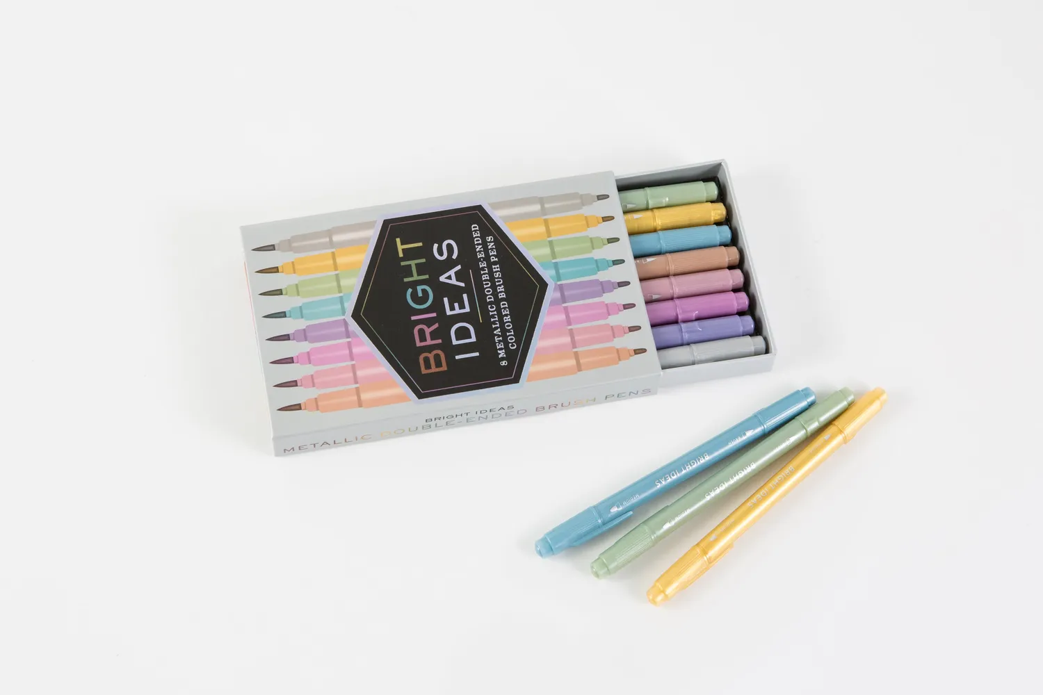 Bright Ideas 8 Metallic Double-Ended Brush Pens tusjer 8 stk