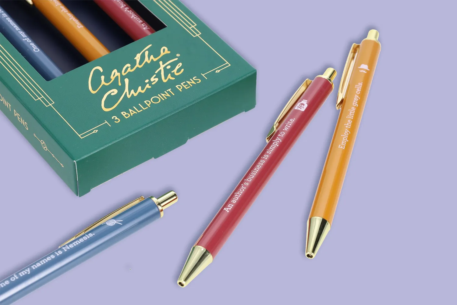 Agatha Christie Pen Set kulepenner 3 stk sitater
