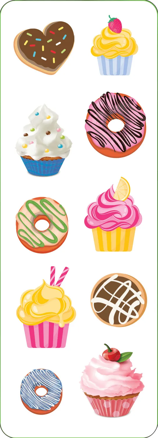 Peter Pauper Press Cupcakes & Donuts klistremerker 50 stk holografisk