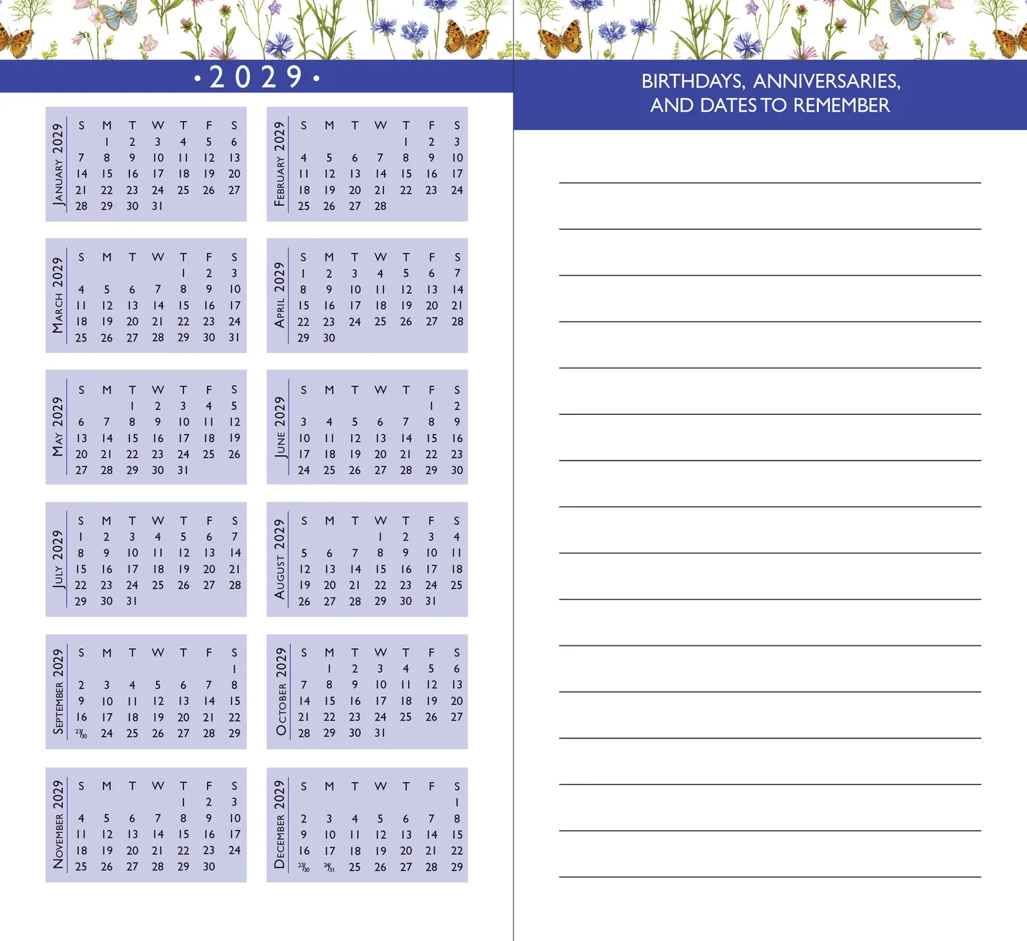 Peter Pauper Press Wildflower Garden lommeplanner 27-28