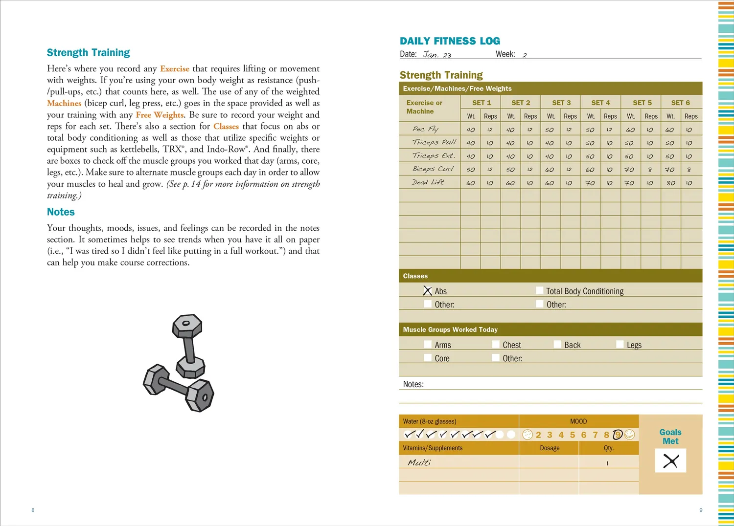Peter Pauper Press Workout Journal treningsdagbok loggbok