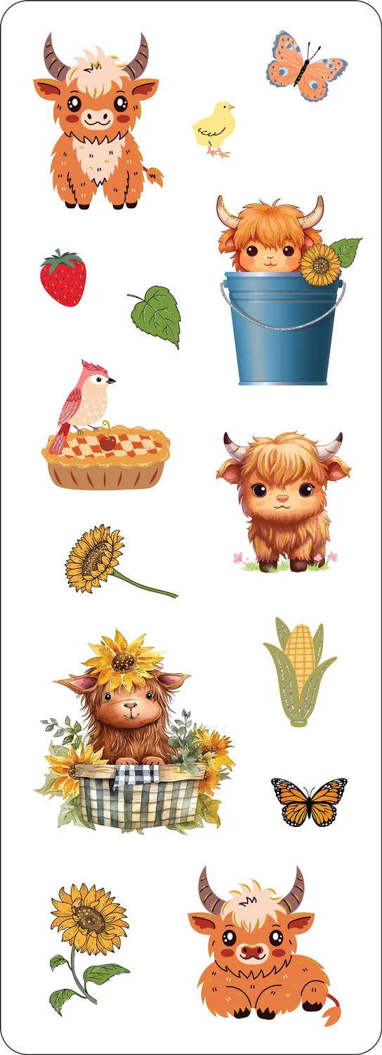 Peter Pauper Press Highland Cows klistremerker 75-pk folie