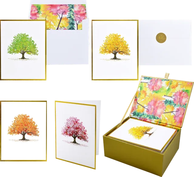 Peter Pauper Press Watercolor Trees kortsett 20 stk trær