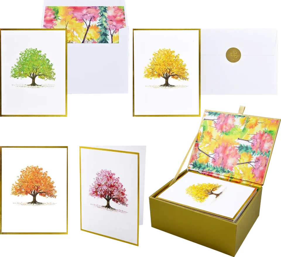 Peter Pauper Press Watercolor Trees kortsett 20 stk trær