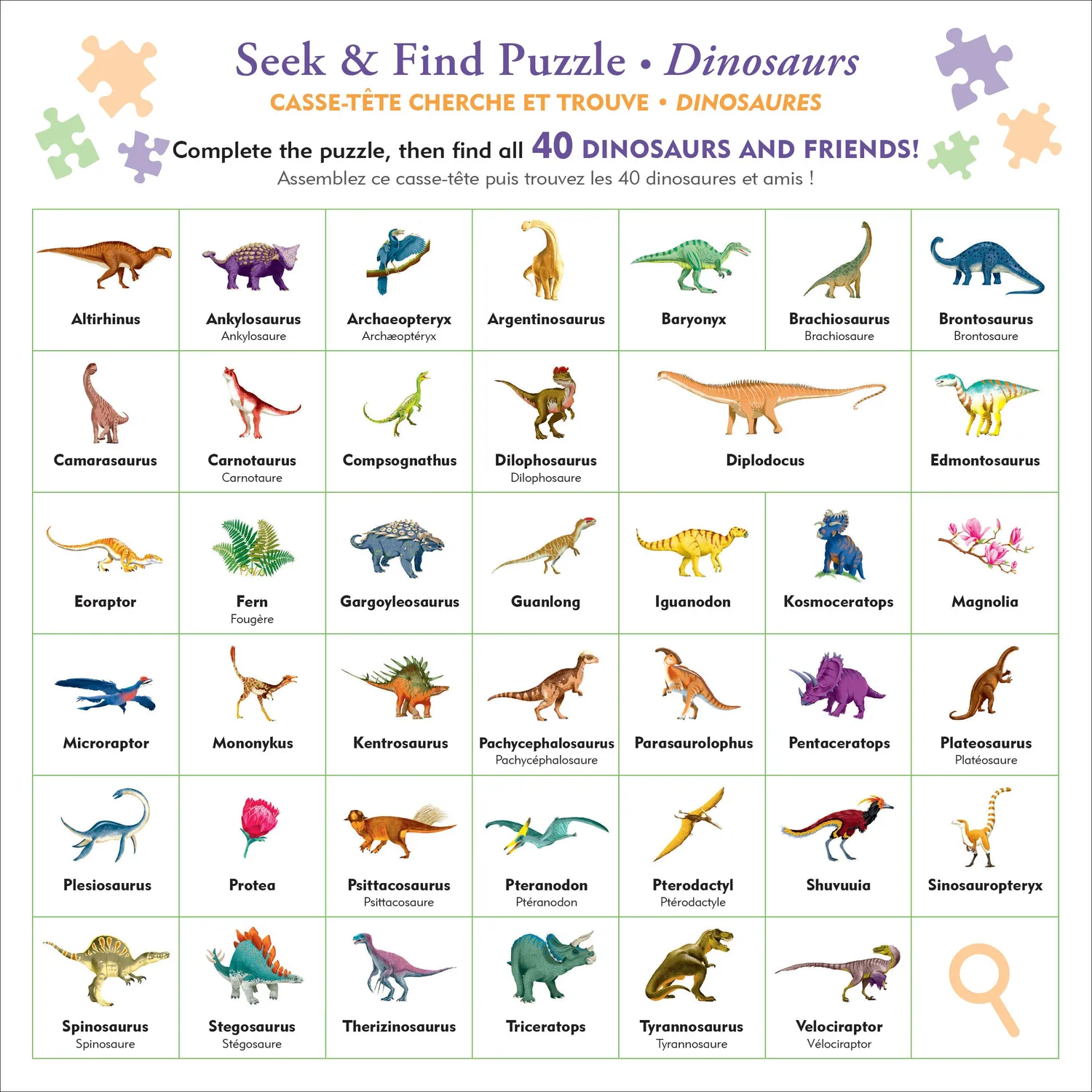 Peter Pauper Press Dinosaurs puslespill 100 brikker seek-find