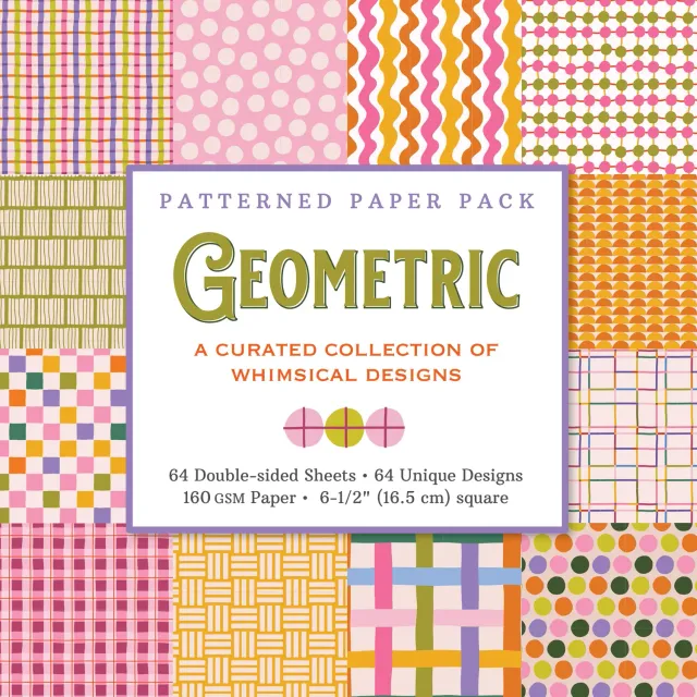 Peter Pauper Press Geometric mønsterpapir 64 ark rosa