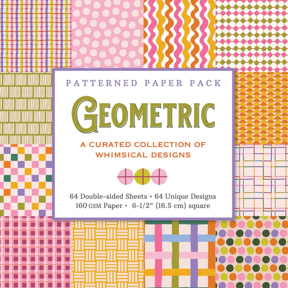Peter Pauper Press Geometric mønsterpapir 64 ark rosa