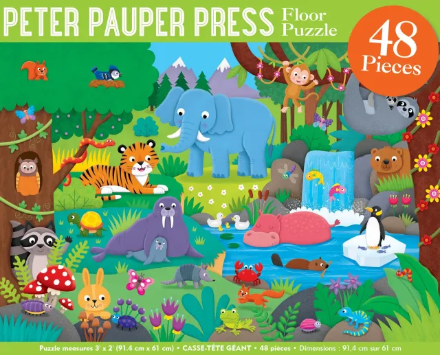 Peter Pauper Press Animal Kingdom gulvpuslespill 48 brikker