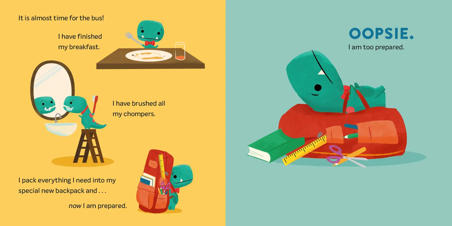 Tiny T. Rex First-Day Oopsies barnebok innbundet skolestart