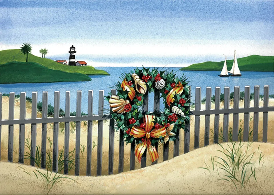 Peter Pauper Press Festive Seashore julekort 20-pk gullfolie