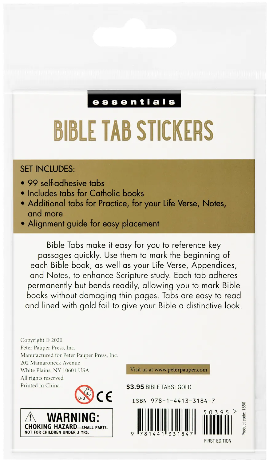 Peter Pauper Press Bible Tab klistremerker bibelfaner 99-pk gull