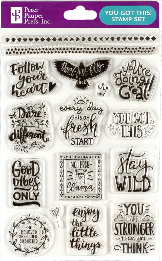 Peter Pauper Press You Got This stempelsett silikon 16 stk