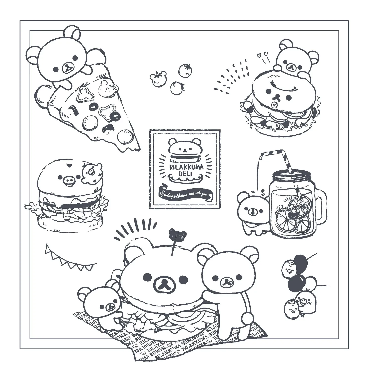 Rilakkuma Sweet & Savory Treats fargeleggingsbok pocket kawaii