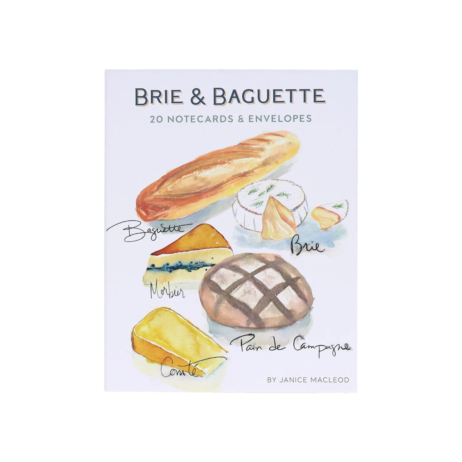 Brie Baguette Notes 20 notatkort eske franske