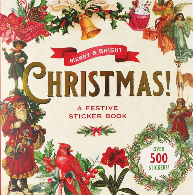 Peter Pauper Press Merry & Bright Christmas klistremerkebok vintage