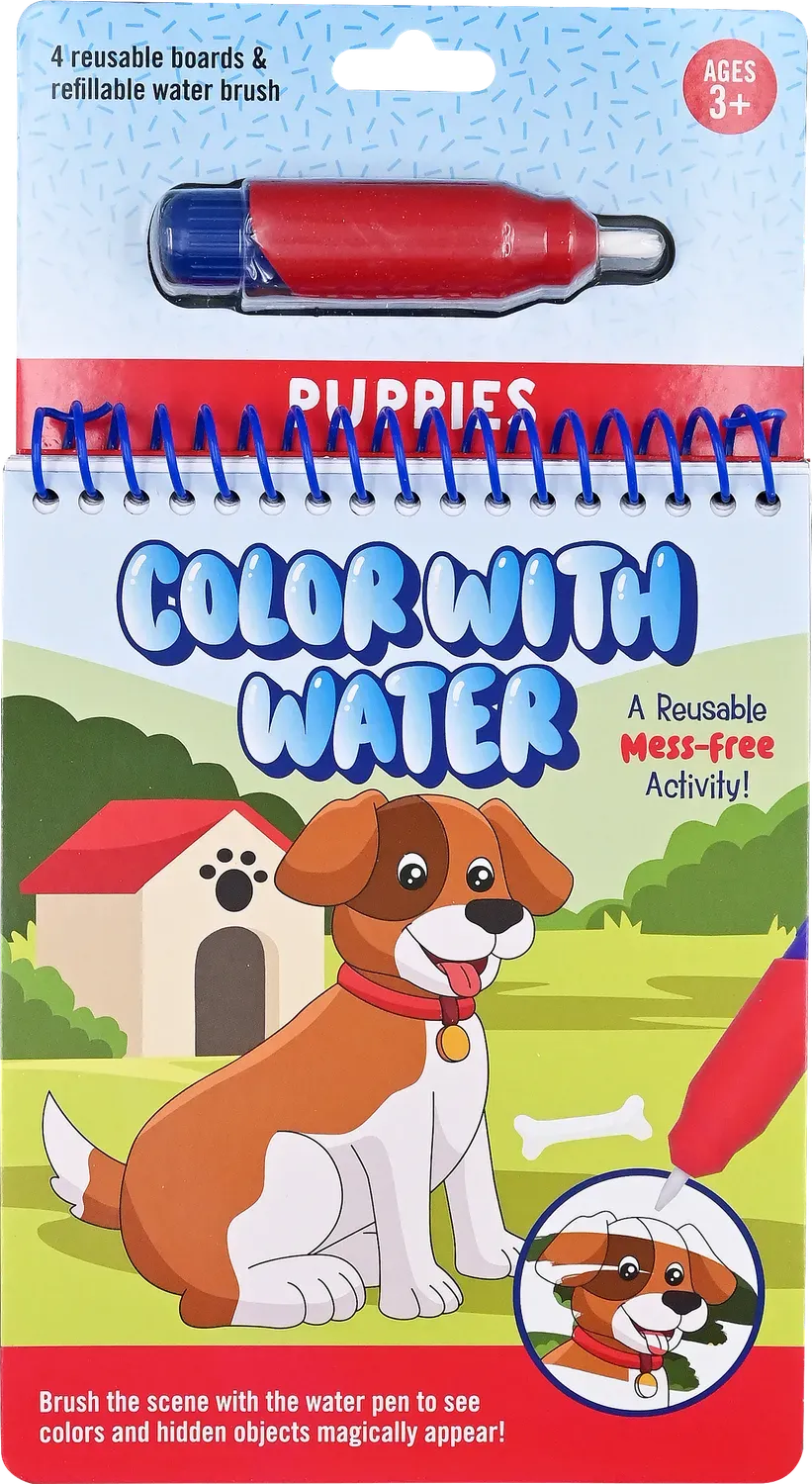 Peter Pauper Press Color With Water Puppies malebok vannpenn